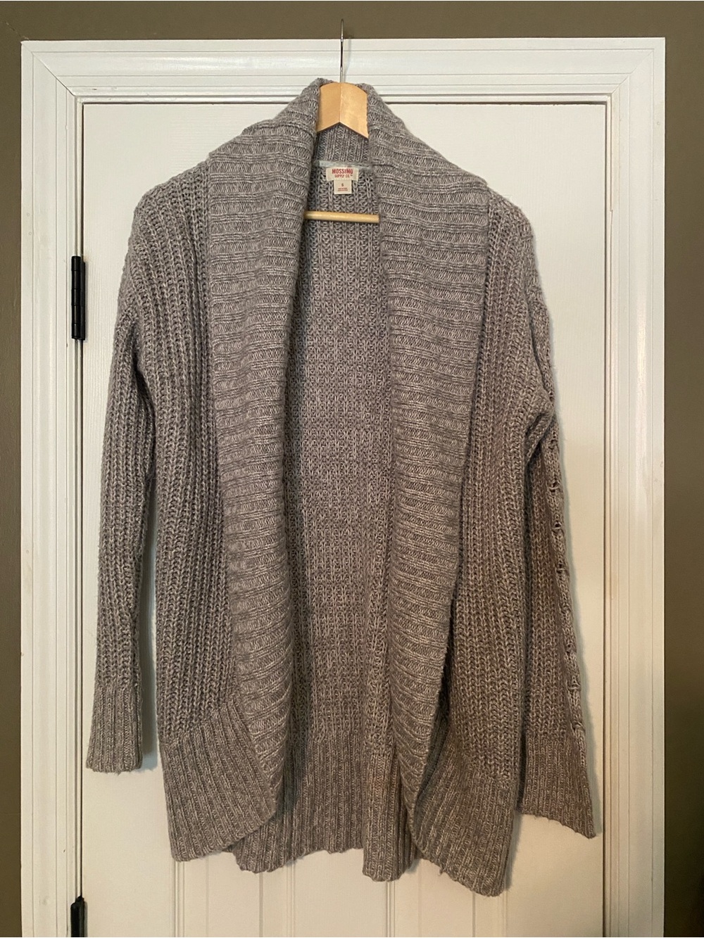 Mossimo - Open-Front Shawl Collar Cardigan Sweater - Gray - size: S (women’s)